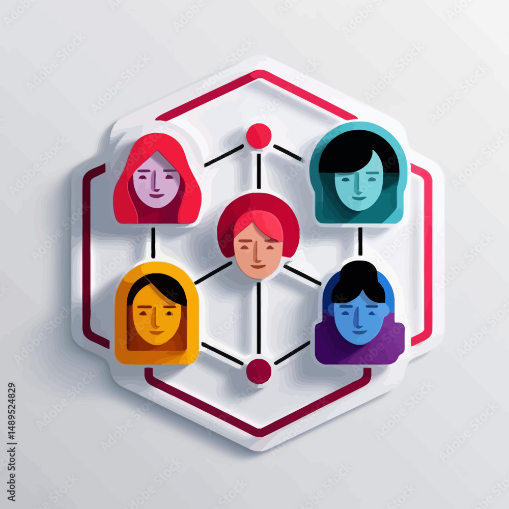 Poster geometric diversity unity stylized connection graphic design bright backdrop