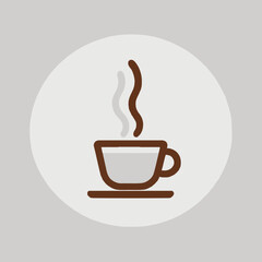 Simple Coffee Cup Icon Brown and Beige