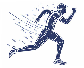 Obraz premium Man running in athletic gear with motion lines and droplets 