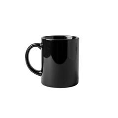 Glossy black coffee mug isolated on cup tea hot cold on transparent background