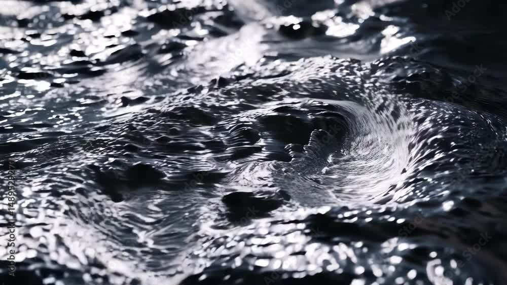 Poster dark water surface with subtle waves and light reflections creating a calming and slightly eerie atm