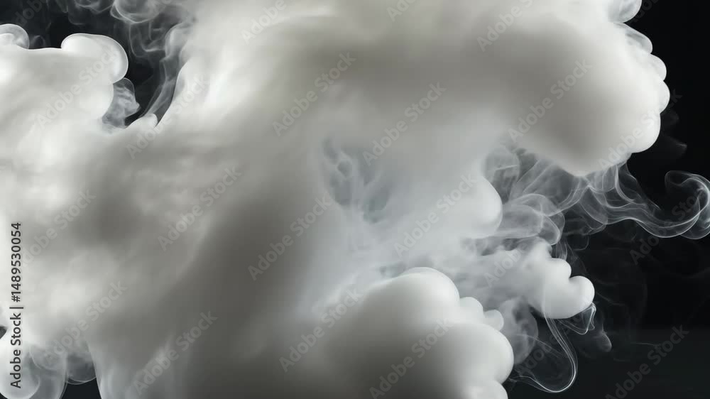 Poster white cloud floating in darkness, creating a mysterious and ethereal atmosphere, a white cloud isola