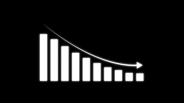 Animated down graph icon designed business or finance concept icon. Finance, Business Info graphic animation, Bar graph. business loss graph