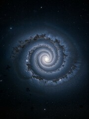 A spiral galaxy in outer space.