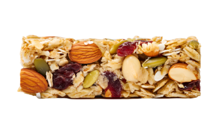 a close up of a granola bar with nuts and dried fruit