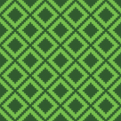 Seamless green pixel digital op art ethnic rhombic pattern vector