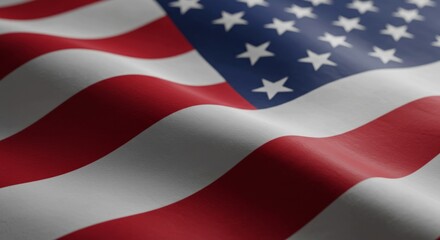 Obraz premium Undulating Stripes and Stars: A Close-Up View of the American Flag Symbolism