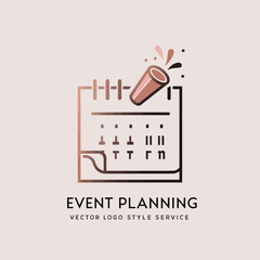 Event Planning Vector Logo Calendar with Confetti Cannon