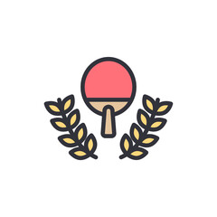 Celebratory Table Tennis Award With Laurel Wreath On Transparent Backdrop