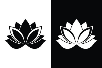 Black and White Lotus Flower Vector Art for Elegant Logo Use