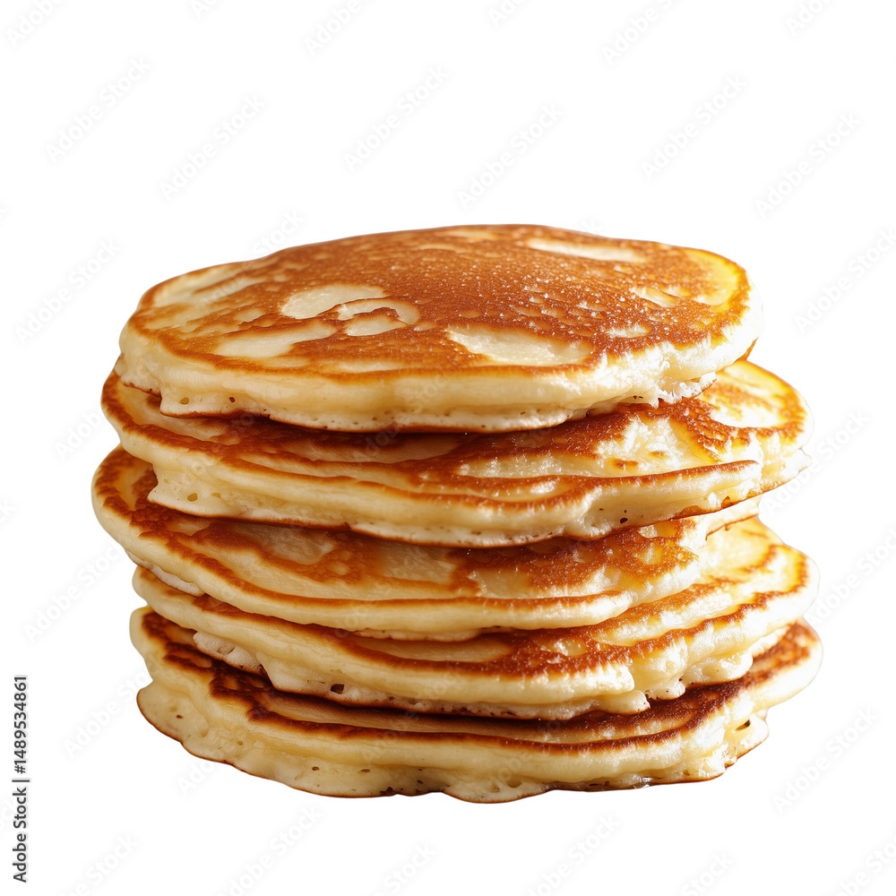 Poster stack of fluffy pancakes with a golden-brown surface, exhibiting a delicious and appetizing appearan