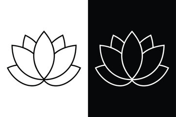 Elegant Lotus Flower Line Art icon for Serene Design Projects