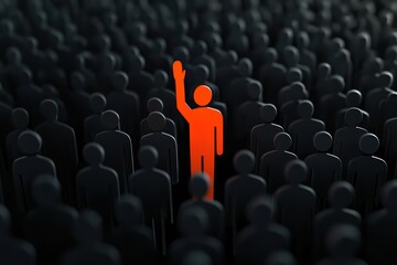 Stand Out in a Crowd with Unique Orange Figure Against Dark Background