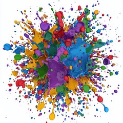 Vibrant paint explosion, colorful splashes