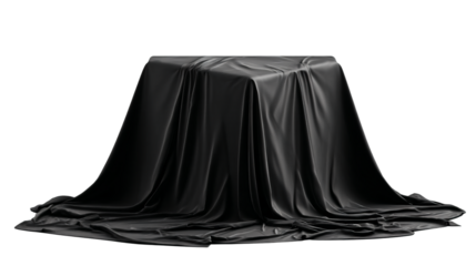 a black cloth draped over a table