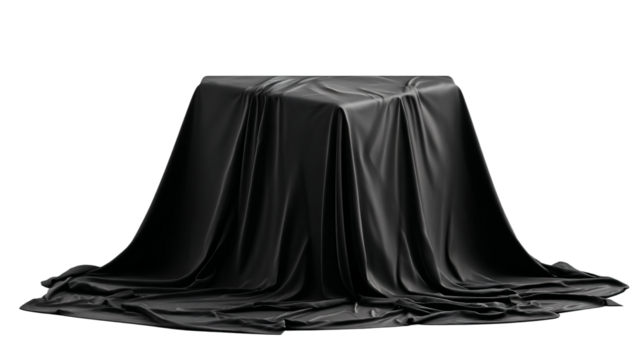 a black cloth draped over a table