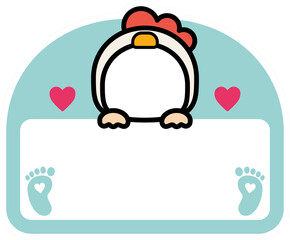 Cute Chicken Costume Name Tag Template for Baby Showers or Kids Events