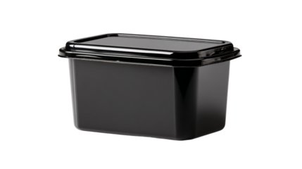 a black trash can with a lid on a white background