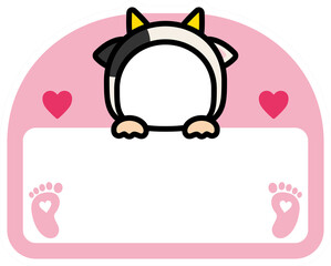 Cute Cow Costume Name Tag Template for Baby Showers or Kids Events