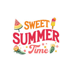 Hello summer, sweet summer time, Clipart, Summer Design, Vector Art, Summer watermelon, Pineapple Cartoon, watercolor, for Sublimation, typography, T-Shirt, Mug, Kids-Friendly, Playful,