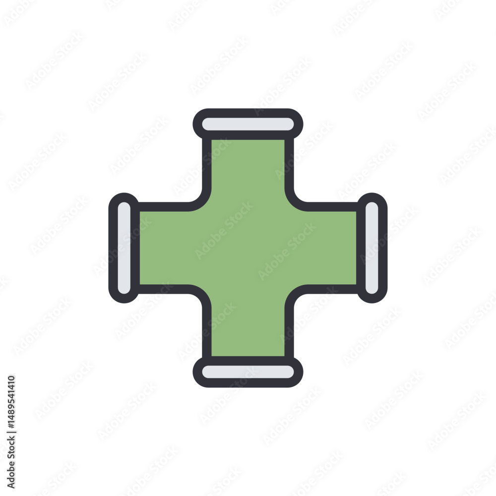 Poster pipe fitting with green color scheme and transparent background
