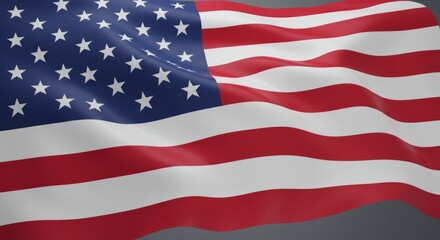 Fototapeta premium American flag waving against a plain background in patriotic display