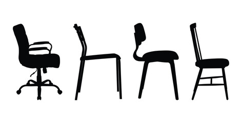 Chair Silhouette Side View Set Vector Collection