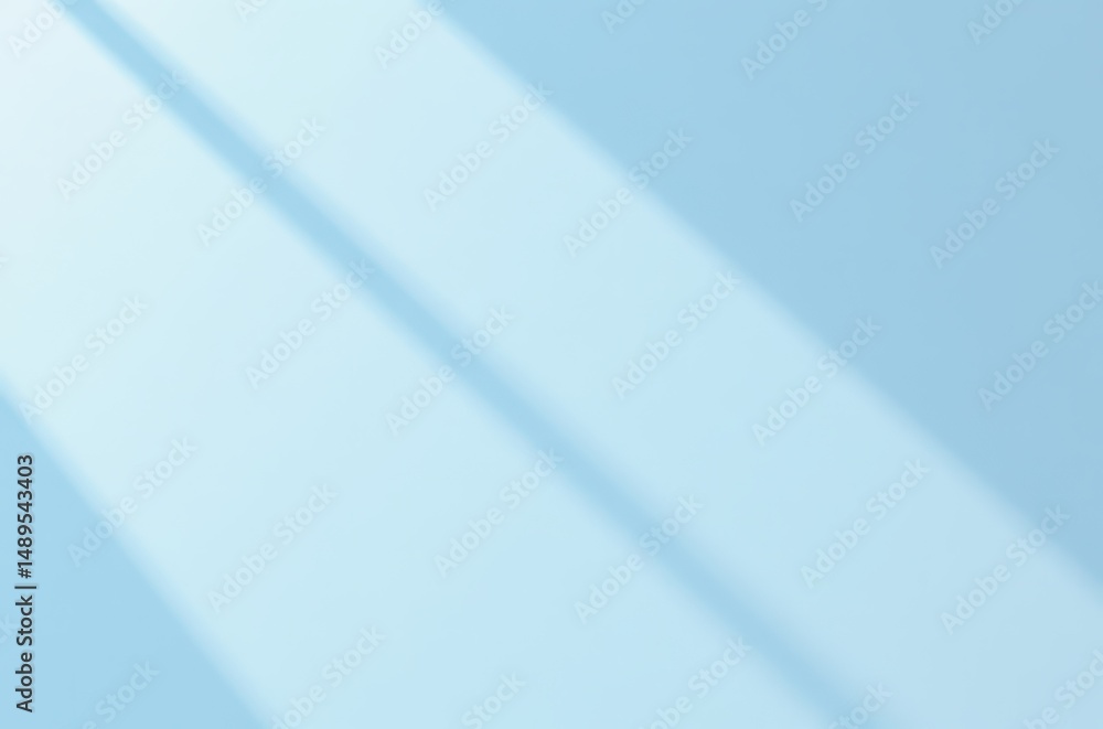 Poster soft sunlight beams cast diagonal shadows on a smooth, pale blue surface, creating a calm and minima