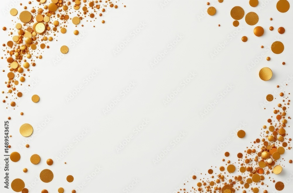 Poster golden dots of varying sizes form a decorative border on a white background, creating a festive and 