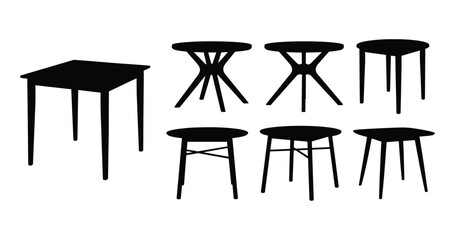 Dining Table Set Silhouette Vector Collection