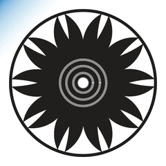 Black flower mandala  circles floral  vector art and illustration design.  