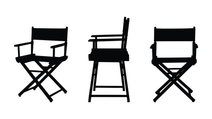 Director Chair Silhouette Set Clipart Art