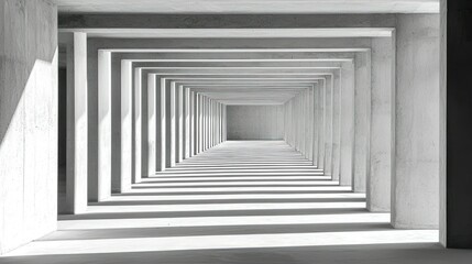 Obraz premium Perspective view of a modern architectural tunnel with geometric structure