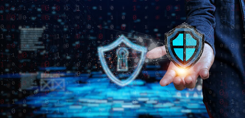 A digital security guard, representing digital protection of sensitive data, the image showcases a...