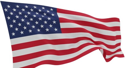 Fototapeta premium Patriotic symbolism captured in a waving rendition of the flag of the USA