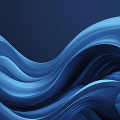 Minimalist Abstract Blue Wave Art – Deep Blue Gradient with Flowing Curves & Serene Digital Texture