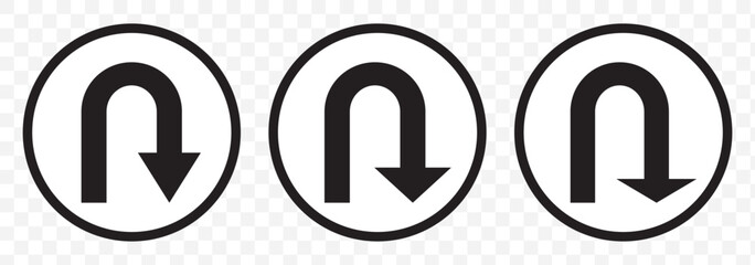 U turn arrow line icon in white and black colors. u turn arrow flat vector icon from u turn arrow collection for web, mobile apps vector stock illustration on Transparent Background. EPS 10. ©  ICON TOPPER