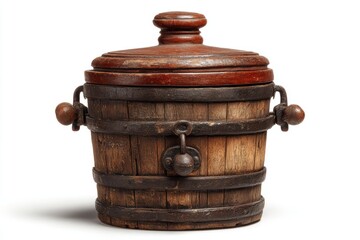 A classic butter churner for rustic kitchens, isolated on plain white background