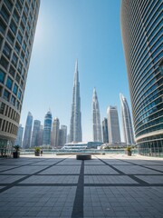 Obraz premium A view of skyscrapers in Dubai.