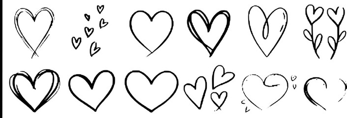Hand drawn hearts doodle set valentine love graphic