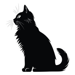 Obraz premium Cat black silhouette of simple minimal vector