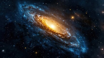 Fototapeta premium Stunning Spiral Galaxy with Bright Core and Vibrant Nebula Colors