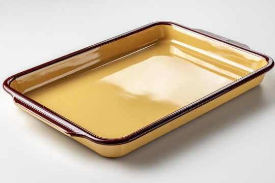 A baking sheet with non-stick surface, isolated on bright white background