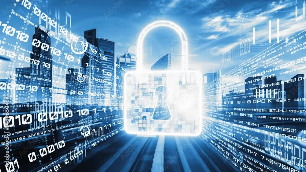 Poster cyber security and online data protection with tacit secured encryption software . concept of smart 