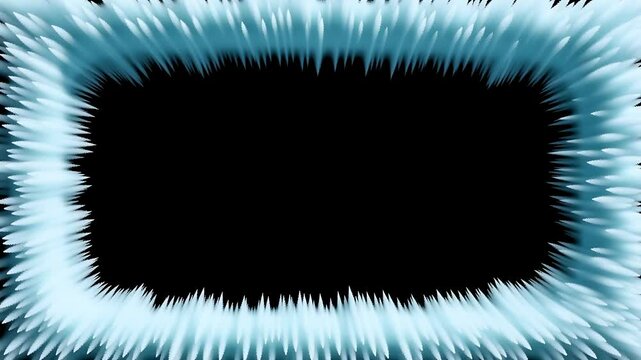 Abstract Blue Ice Crystal Frame, Digital Art Border, Black Background