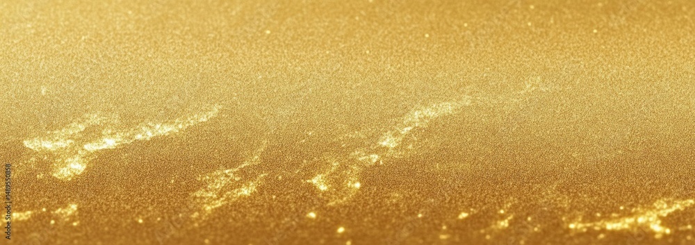 Poster close-up view of sparkling golden glitter and shimmering textured surface creating a warm and luxuri