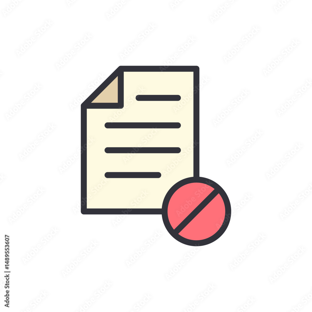 Poster document not allowed icon for digital file error presentation