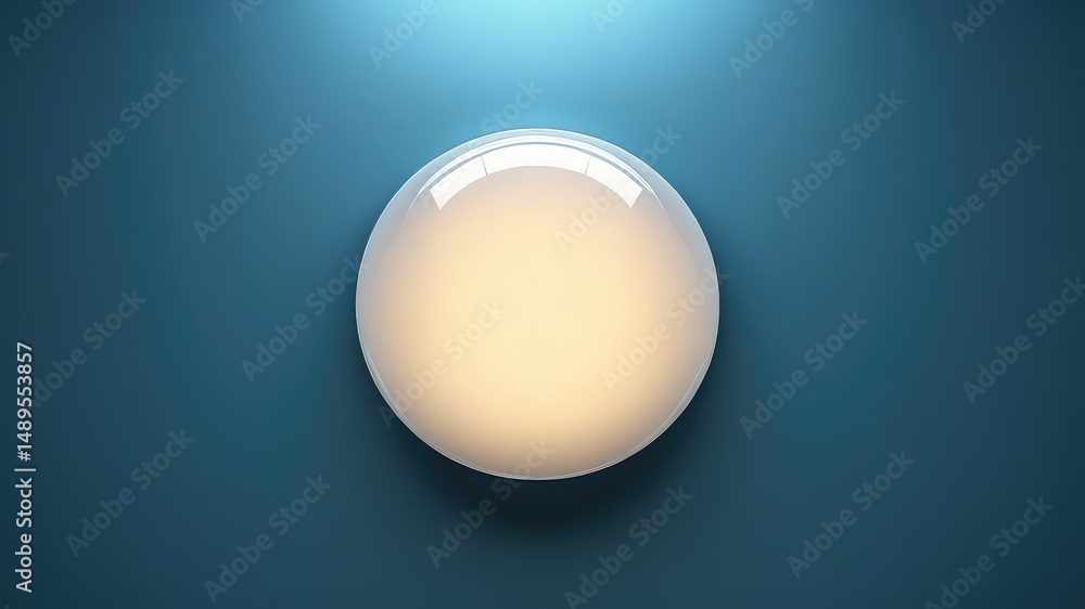 Poster illuminated orb on a teal background a simple, minimalist design element