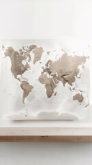 Intricate World Map Art  A Unique 3D Relief Design for Home Decor