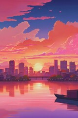Fototapeta premium Anime style wallpaper background